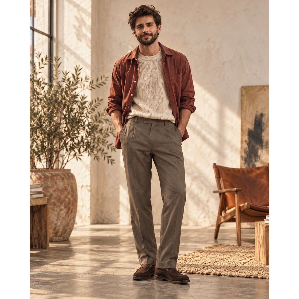 Berle Modern Fit Dress Pants Mens 38 Brown Polyester Viscose Slacks NWT 32072